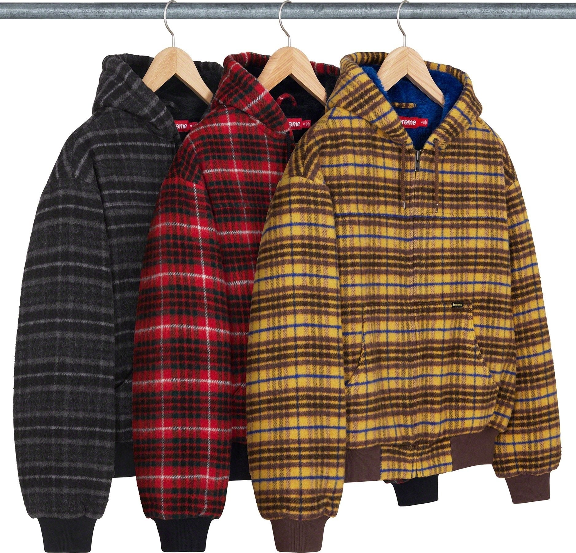 Plaid Wool Hooded Work Jacket